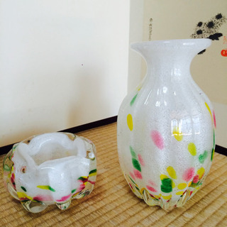 高級 ガラス製 花瓶 灰皿
