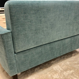 ★美品★引取限定-北欧調 ファブリック 木脚 2P コンパクトソファ ☆美品☆引取限定-北欧調 ファブリック 木脚 2P コンパクトソファ