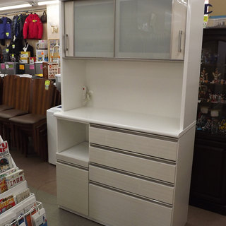 キッチンボード レンジボード エナメル 白 大容量！ 食器棚 キッチン収納 幅120㎝ 西岡店 レンジボード レンジ台 白 エナメル 食器棚 カップボード 幅120