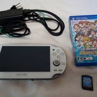 【中古】PS Vita 10000(白) + 充電器、ソフト2本