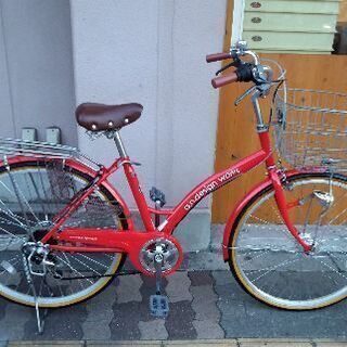 a.n.design works 26吋ファミリーファッションサイクル 外装6段/LEDオート/レッド
