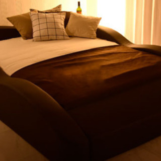 ダブルベッド、レザー