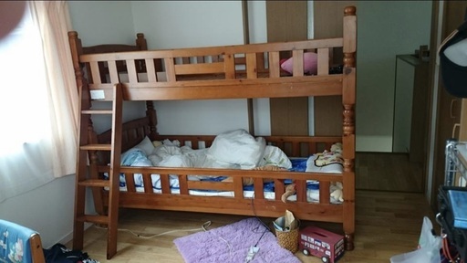 木製二段ベッド　解体済み　階段付き　中古　引き取り歓迎