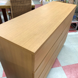 中古 人気 店舗近郊送料格安 無印良品 120cm幅 オーク材 4段8口チェスト 良品計画 整理タンス 幅120×奥40×高83 3S227631