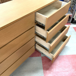 中古 人気 店舗近郊送料格安 無印良品 120cm幅 オーク材 4段8口チェスト 良品計画 整理タンス 幅120×奥40×高83 3S227631