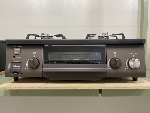 ガステーブル パロマ Paloma IC-S37BM-L 黒×茶 2018年製 都市ガス用 中古品