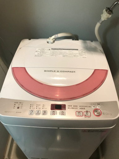 洗濯機　SHARP ES-GE60R 6kg 2016年製
