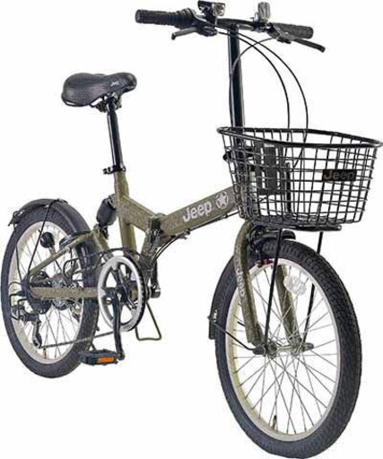 引き取りjeep折りたたみ自転車 20インチ カーキ　オリーブ