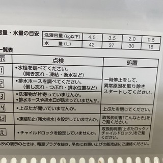 ハイアール 全自動洗濯機 AQW-45C 2015年式