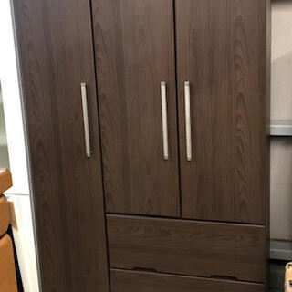 洋服ダンス チェスト 濃茶 シンプル ブラウン ハンガー 木製 ロッカー