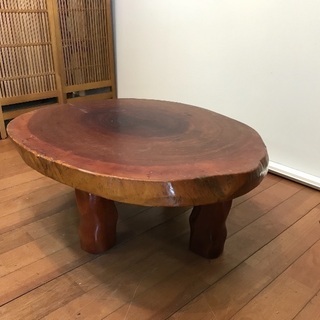 ブビンガ 丸テーブル 座卓 未使用 直径（約1.5m） 無垢 貴重 希少