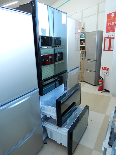 HITACHI/日立 6ドア冷凍冷蔵庫 R-X5200X 517L 2015年製 ブラック鏡面