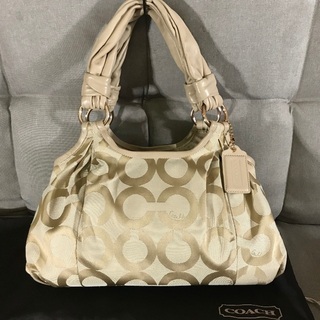 COACH コーチ オプアート ソフトピンク&ベージュレザー がま口