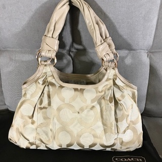 COACH コーチ オプアート ソフトピンク＆ベージュレザー がま口