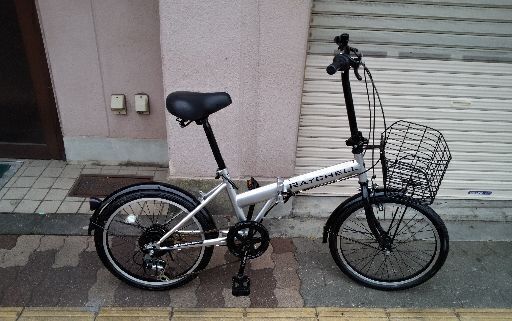 美品☆RAYCHELL 20吋ノーパンク折り畳み自転車 外装6段/シルバー