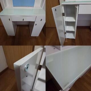 両袖ドレッサー 収納家具 ドレッサー 鏡台 ホワイト