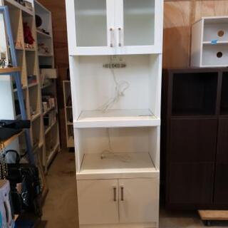 白・レンジ・炊飯台付き食器棚