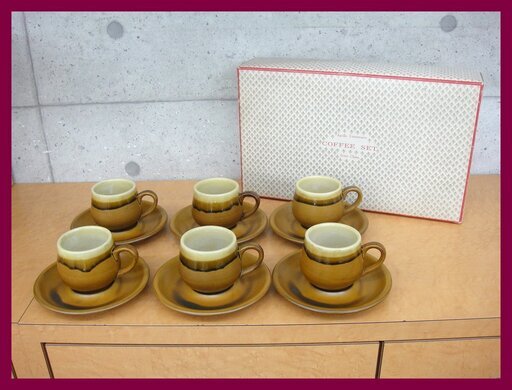【 昭和レトロ】 曽根陶器 アポロ コーヒー カップ\u0026ソーサー 6客セット ストーンウェア C/S ソネ 57 APOLLO レア 当時物 コレクター【モノ市場安城店】