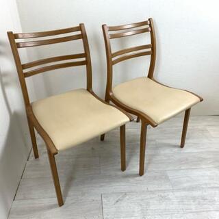 中古 美品 高級家具メーカー 富士ファニチア アームレスチェア ダイニングチェア 2脚セット 軽量 国産 椅子