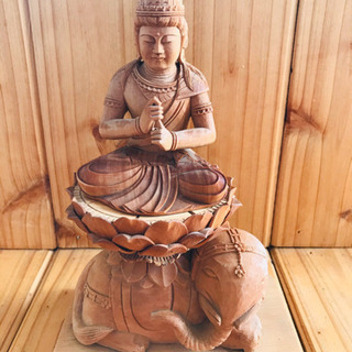 木彫り 仏像 置物 高さ約21cm