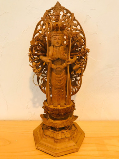 木彫り 仏像 置物 高さ約27cm