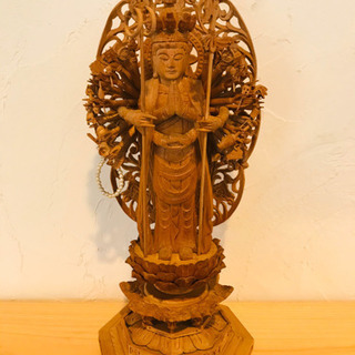 木彫り 仏像 置物 高さ約27cm