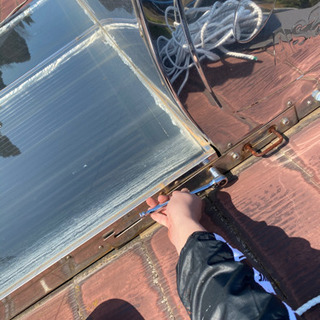 太陽熱温水器撤去工事、破風板塗装工事