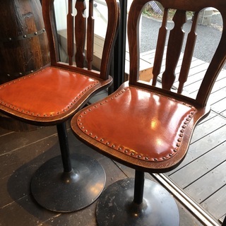 アンティーク ハイテーブルセット イス2脚付き