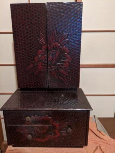 【中古】鏡台　鎌倉彫り