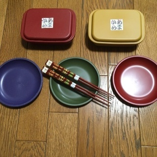 輪島塗　天然木　箸×2 • お弁当箱×2 • 小皿×3