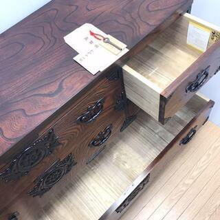 岩谷堂箪笥　四尺　伝統民芸家具　漆塗り　羽牡丹　