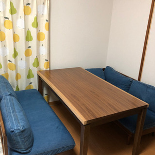 unicoダイニングソファ&ニトリ、コタツ付きダイニングテーブル