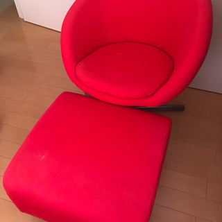 IKEA一人がけソファ&オットマン（赤）