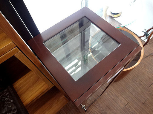 札幌 引き取り 木製×ガラス ディスプレイラック ガラスケース 飾り棚 収納棚