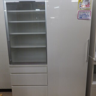 【値下げしました♪】参考定価¥298,000 karimoku カリモク 2面 食器棚 幅134.5cm☓奥行45cm☓高さ191cm ソフトクローザー  大容量