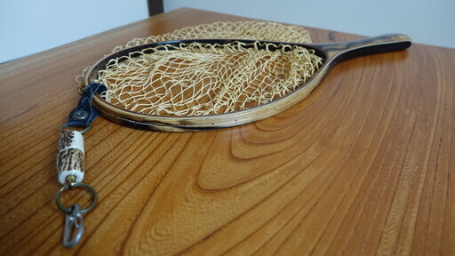 黒柿孔雀杢ハンドメイドランディングネット ハンドメイドランディングネット 釣りに！ 「黒柿・孔雀杢