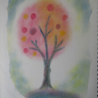 ゆるりと3色パステル画ワークショップ in ウェルカフェ（イメージの木を描く。）の画像
