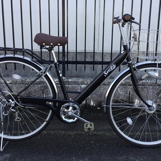 ＜美品車＞27インチ・シティサイクル自転車・シマノ6段変速・LEDライト・新品サドル