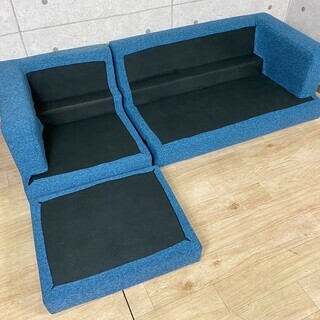 3*28 カウチソファ 3人掛け 青 ブルー ネイビー 紺 1P 2P コーナーソファ