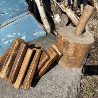【農具・民具】木の錘、藁打ちの木槌※3月中にお引き取りできる方