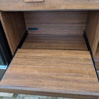 食器棚 キッチンボード レンジ台 ヴィンテージ風 幅90cm【展示品★未使用品】