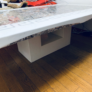 大理石風 ALL石製テーブル 100kg越えの超重厚感でゴージャスリビング  白