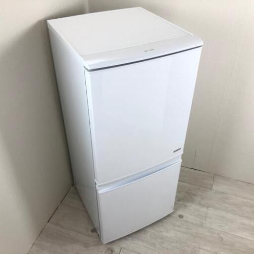 中古 希少 2ドア冷蔵庫 自動霜取りファン式 シャープ つけかえどっちもドア 137L SJ-C14Y-W 2014年製 単身用 一人暮らし用 学生 新生活家電 6ヶ月保証付き