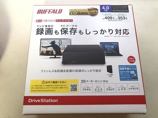 ★新品未開封★バッファロー 4TB 外付けHDD  HD-NRLD4.0U3-BA [ブラック]