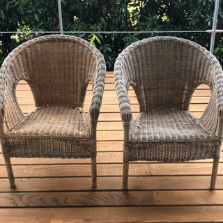 IKEA ミニ　籐の椅子　2ケセット