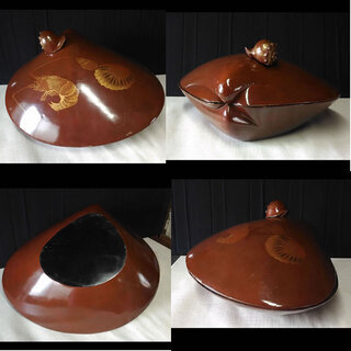 s349 大きな 貝合わせ 幅40cm 漆塗 飾り 雛人形付き