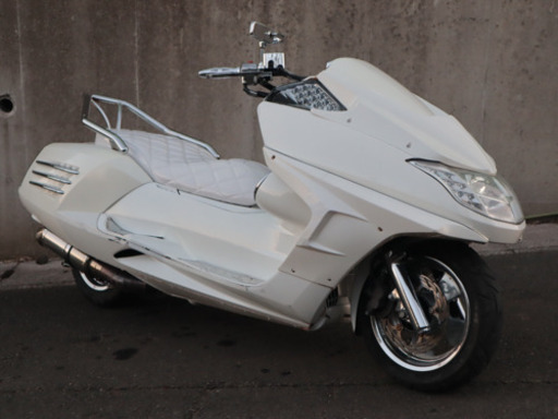 【YAMAHA マグザム】ホワイトカスタム！！人気フルエアロ、メッキホイール！！ YAMAHA マグザム】ホワイトカスタム！！人気フルエアロ、メッキ