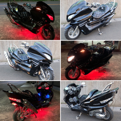 【YAMAHA マジェスティ】オールブラック！！人気のスピ4、カチ上マフラー！！