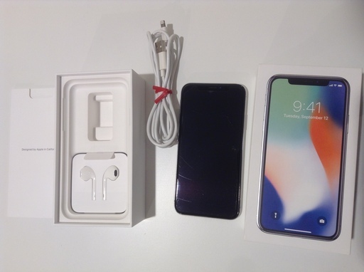 iphone X 64G au イヤホン、ＵＳＢコード付き　中古