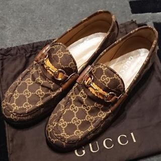 レアGUCCI★GGキャンバス生地シェリーラインローファー★Brown